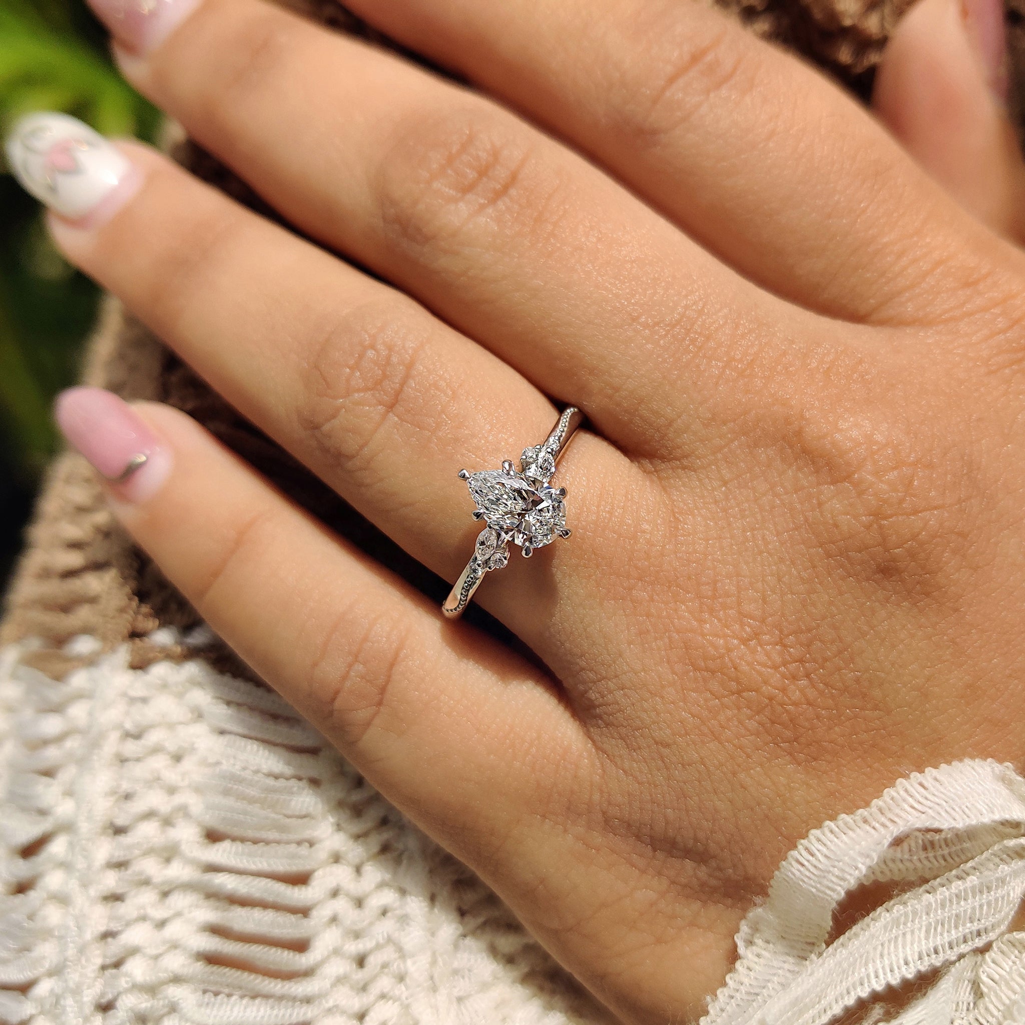 Cushion Hidden Halo Lab Grown Diamond Engagement Ring